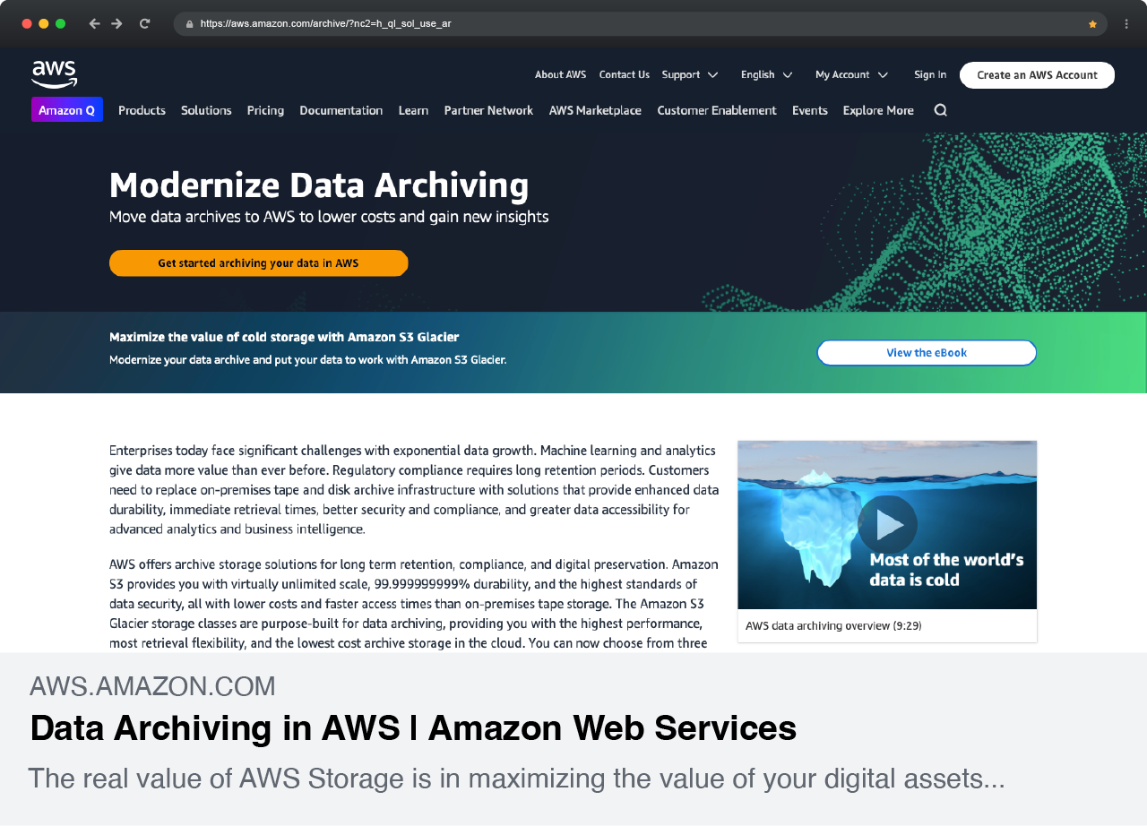 Amazon Web Services Data Archiving after Open Graph Image